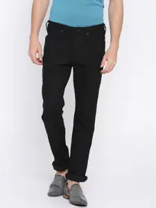 Wrangler Men Black Millard Regular Fit Low-Rise Clean Look Stretchable Jeans