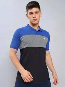 Technosport Colourblocked Polo Collar Antimicrobial Slim Fit Sports T-shirt