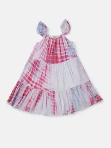 Gini and Jony Girls Tie And Dye Tiered Cotton A-Line Dress