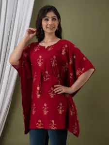 Mialo fashion Floral Printed Flared Sleeves Kaftan Kurti