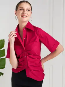Athena Front Pleated Cotton Shirt Style Top