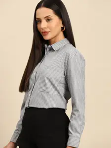 DENNISON Women Smart Opaque Striped Formal Shirt