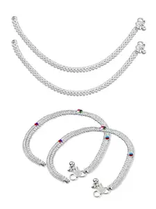 RUHI COLLECTION Set Of 4 Silver-Plated Anklets
