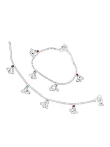 RUHI COLLECTION Set Of 2 Silver-Plated Anklets