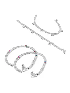 RUHI COLLECTION Set Of 4 Silver-Plated Anklets
