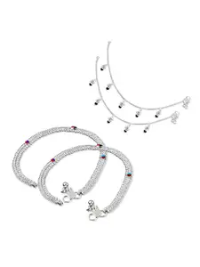RUHI COLLECTION Set Of 2 Silver-Plated Anklets