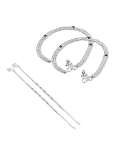 RUHI COLLECTION Set Of 2 Silver-Plated Textured Anklets