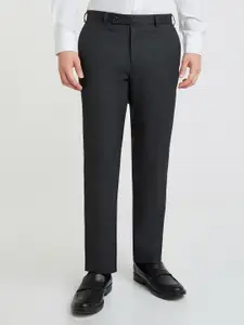 Raymond Men Checked Slim Fit Flat Front Formal Trousers
