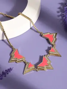 SOHI Gold-Plated Statement Artificial Stones Necklace