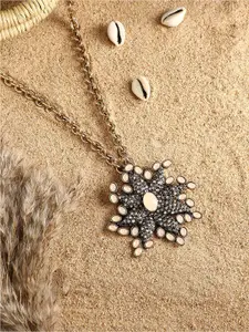 SOHI Gold-Plated Stone Studded Necklace