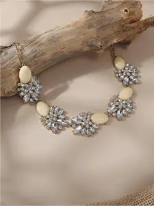 SOHI Gold-Plated Stone Studded Necklace