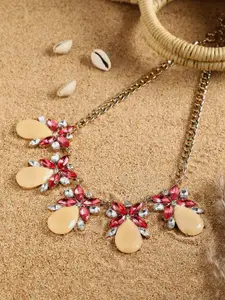SOHI Gold-Plated Stone Studded Necklace