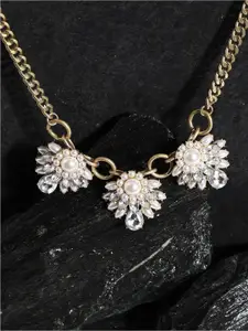 SOHI Gold-Plated Stone-Studded Necklace
