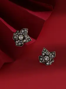 SOHI Gold Plated Floral Studs Earrings