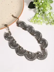 SOHI Silver-Plated Stone Studded Necklace