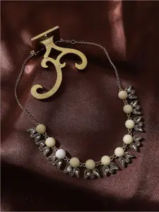 SOHI Gold-Plated Stone Studded Necklace