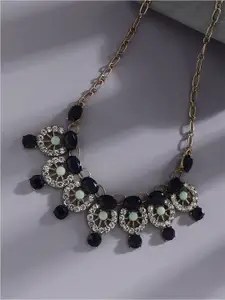 SOHI Gold-Plated Stone Studded Necklace