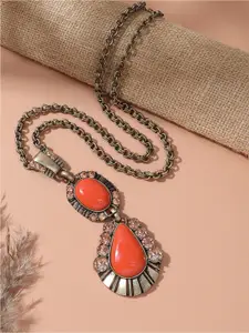 SOHI Gold-Plated Stone Studded Necklace