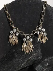 SOHI Gold-Plated Stone Studded Necklace