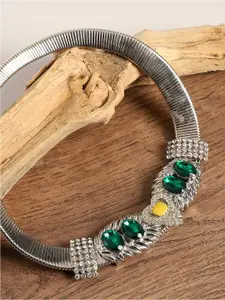 SOHI Silver-Plated Stone Studded Necklace