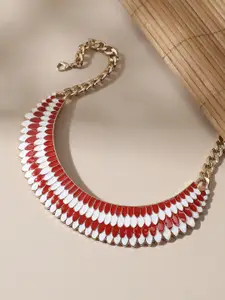 SOHI Gold-Plated Enamelled Details Necklace