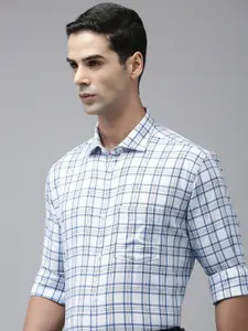 Park Avenue Men Slim Fit Tartan Checks Opaque Pure Cotton Formal Shirt