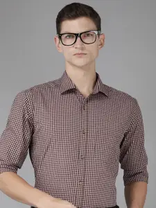 Park Avenue Men Slim Fit Grid Tattersall Checked Pure Cotton Formal Shirt