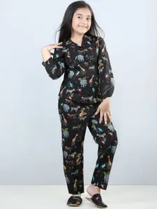 PICCOLO Girls Conversational Printed Pure Cotton Night Suit