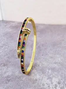 ZIVOM Gold-Plated Cubic Zirconia Kada Bracelet