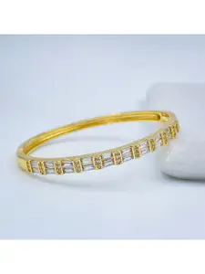 ZIVOM Gold-Plated Cubic Zirconia Kada Bracelet