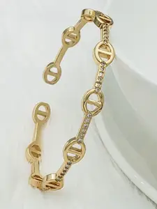 ZIVOM Gold-Plated Cubic Zirconia Cuff Bracelet