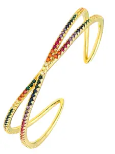 ZIVOM Gold-Plated Cubic Zirconia Cuff Bracelet