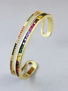 ZIVOM Gold-Plated American Diamond Cuff Bracelet