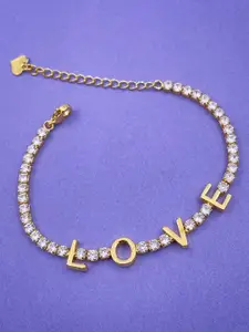 ZIVOM Gold-Plated Cubic Zirconia Link Bracelet