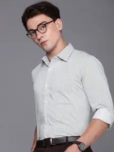 Raymond Self-Striped Slim Fit Pure Cotton Formal Shirt