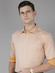 Park Avenue Men Slim Fit Micro Ditsy Geometric Opaque Self Design Pure Cotton Formal Shirt