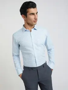 Park Avenue Slim Fit Windowpane Checked Pure Cotton Formal Shirt