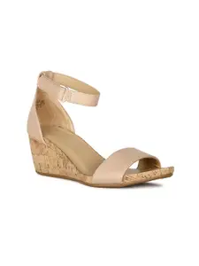 Naturalizer AREDA Open Toe Leather Wedge With Ankle Loop