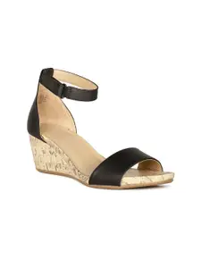 Naturalizer Open Toe Leather Wedge Heels