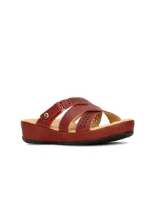 Scholl Women LUNA Textured Open Toe Flats With Laser Cuts