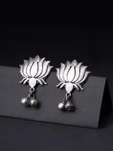 Infuzze Silver-Plated Floral Drop Earrings