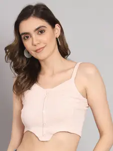 BROOWL Shoulder Strapped Fitted Crop Top