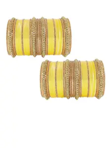 NMII Set Of 60 Gold-Plated Zircon Studded & Beaded Bangles