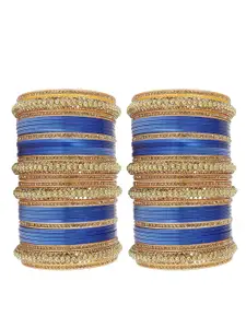 NMII Set Of 60 Gold-Plated Zircon-Studded Glossy Finished Plastic Bangles
