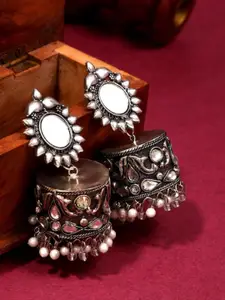 Infuzze Silver-Plated Classic Jhumkas Earrings