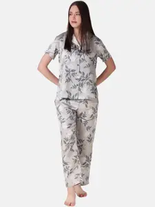 Masha Floral Printed Satin Night Suit