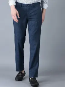 CANOE Men Smart Checked Mid Rise Formal Trousers