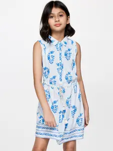 Global Desi Girls Floral Print Shirt Dress