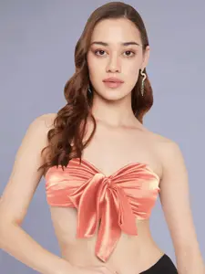 Martini Strapless Satin Crop Tube Knotting Party Top