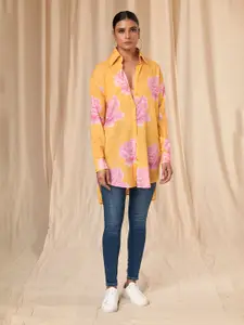 Masaba Emily Rose Printed Spread Collar Comfort Floral Opaque Longline Casual Shirt